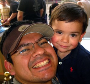 Daddy & Micah on Toy Story Mania ride at Disney California Daddy & Micah on Toy Story Mania ride at Disney California